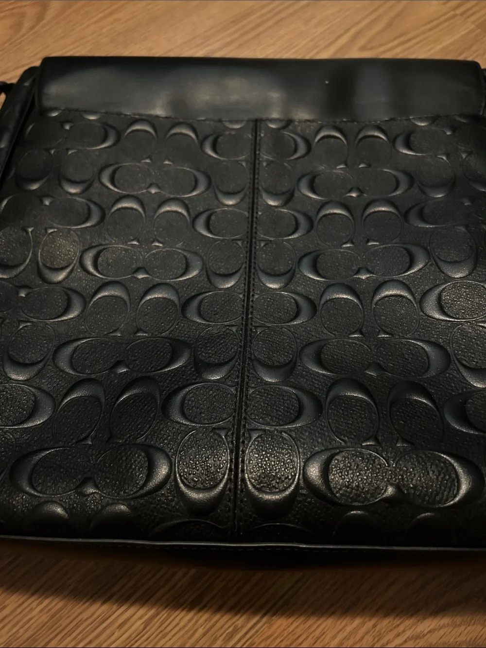 Coach Black Embossed Leather Messenger Bag